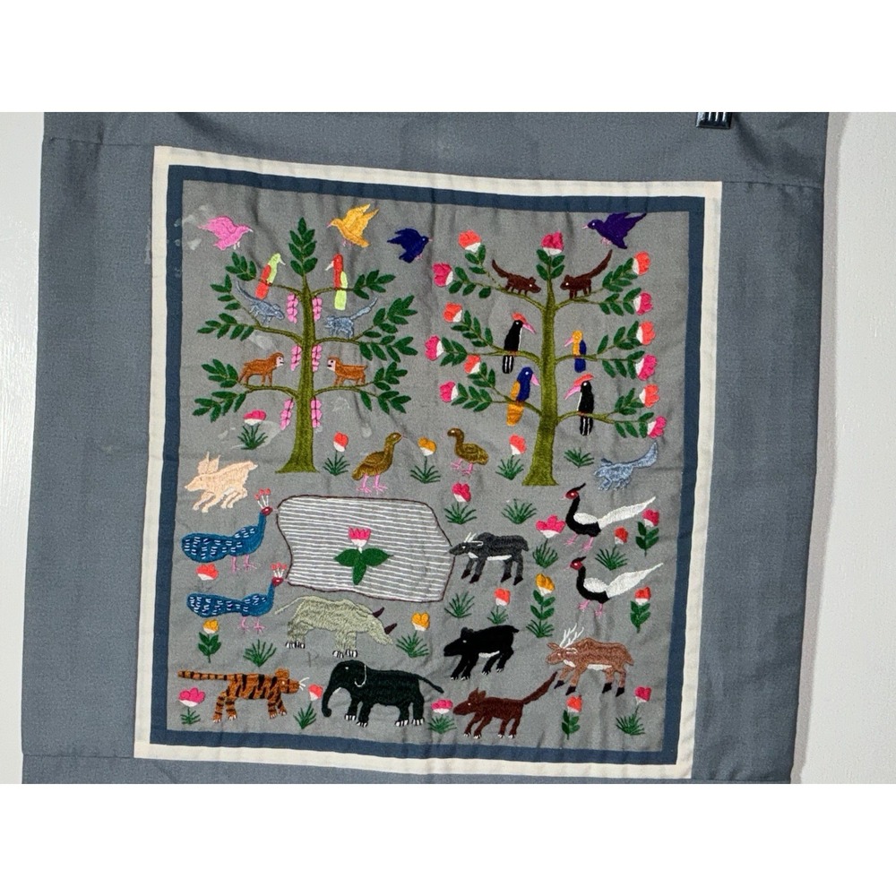 Traditional Hmong Story Cloth Embroidered Silk Thread 15 X 15